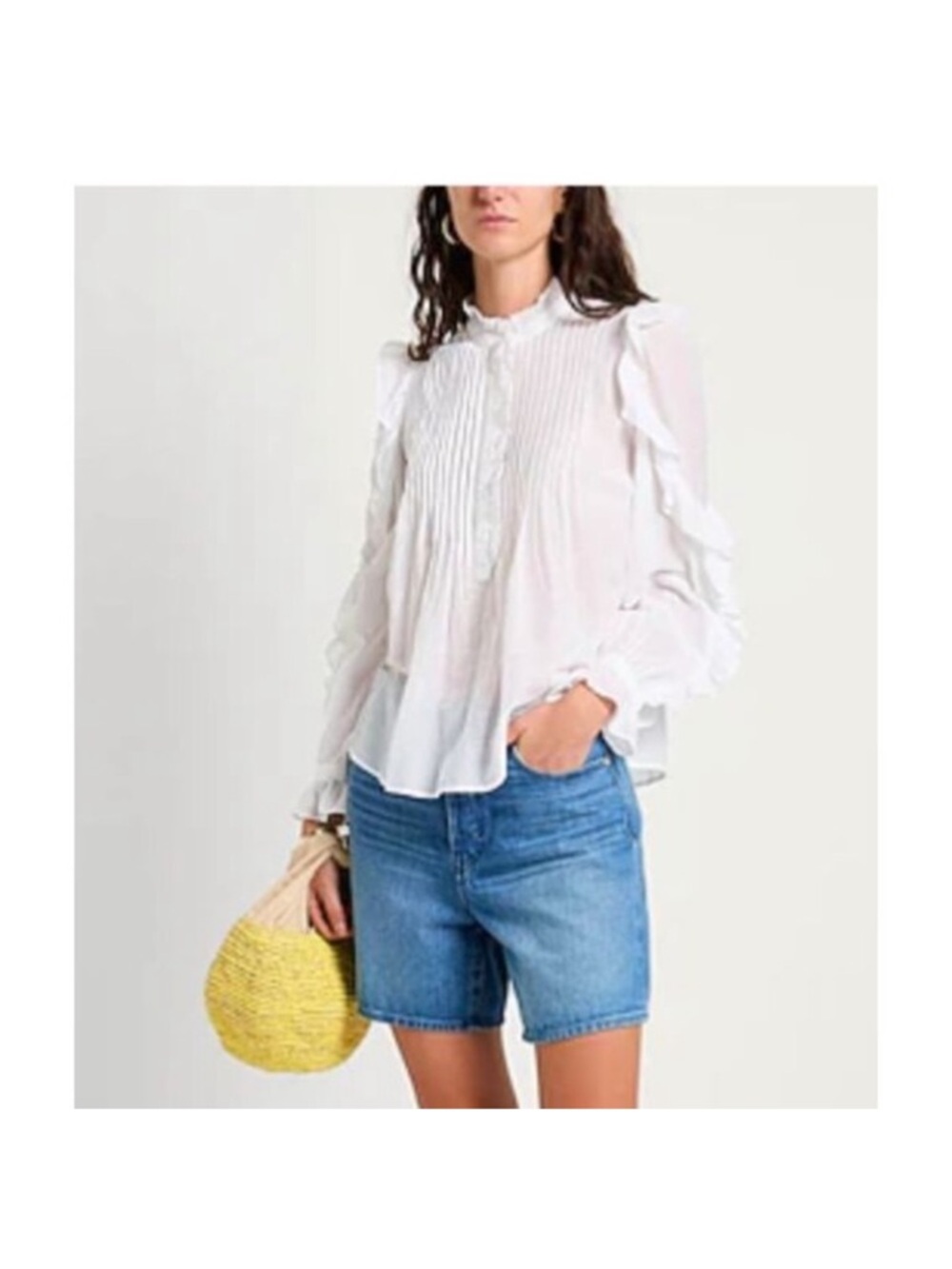 NWT $398 Zadig & Voltaire Timmy Tomboy Tunic White Ruffled Blouse Medium - Picture 3 of 16